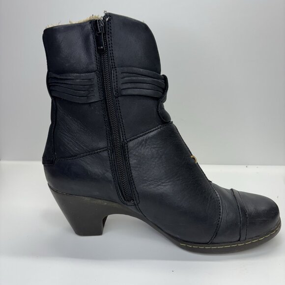 El Naturalista Black Leather Winter Boots 37 Fleece Lined Comfort Boho Chic Eco - Picture 8 of 16